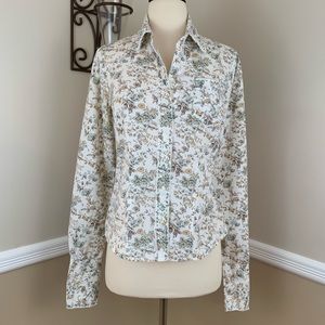 Free People Floral Embroidered Button Down Shirt